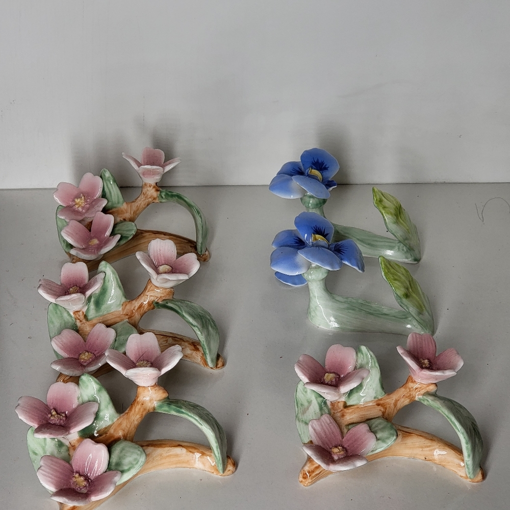 Vintage PIA Fine Bone China Floral Napkin Ring Holders